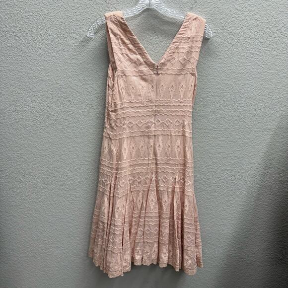 Rebecca Taylor Dress Women's Size 2 Pink Embroidered Cotton Gauze Tie Front - Picture 2 of 5